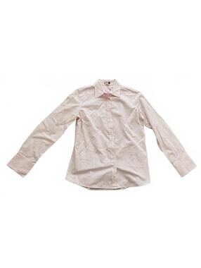 J Crew J.Crew Pink White Seersucker Button-Front Blouse Shirt Knit Top Collar M